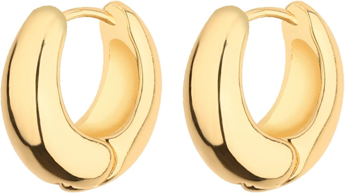 Set de 6 Aretes de Aro Chunky en Oro 14K