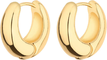 Set de 6 Aretes de Aro Chunky en Oro 14K