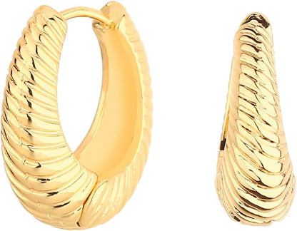 Set de 6 Aretes de Aro Chunky en Oro 14K